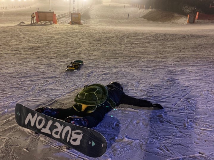 me skiing as a novice
